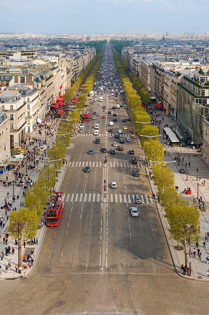View of the Champs-Elysées from the Arc de triomphe in Paris