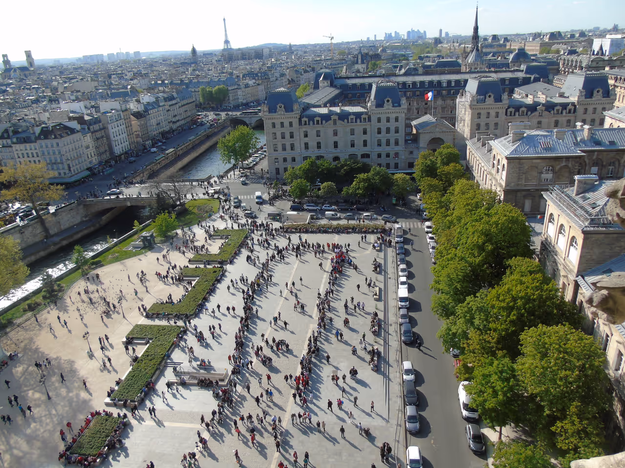 View from the Notre-dame cathedral in Paris