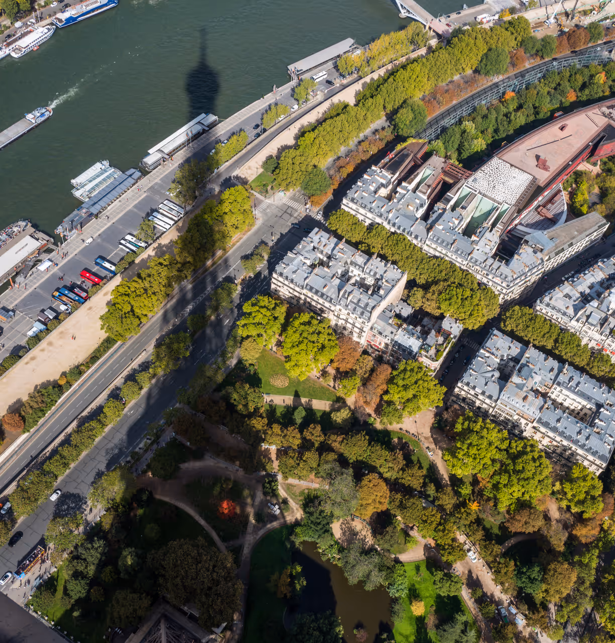 Green space of Paris covered by and as seen from the Eiffel Tower