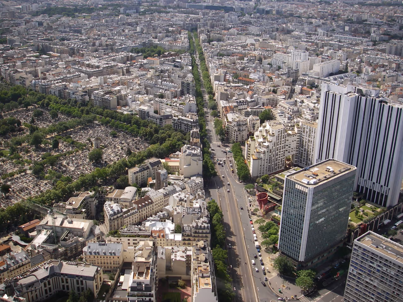 View from the Montparnasse tower observation deck in Paris