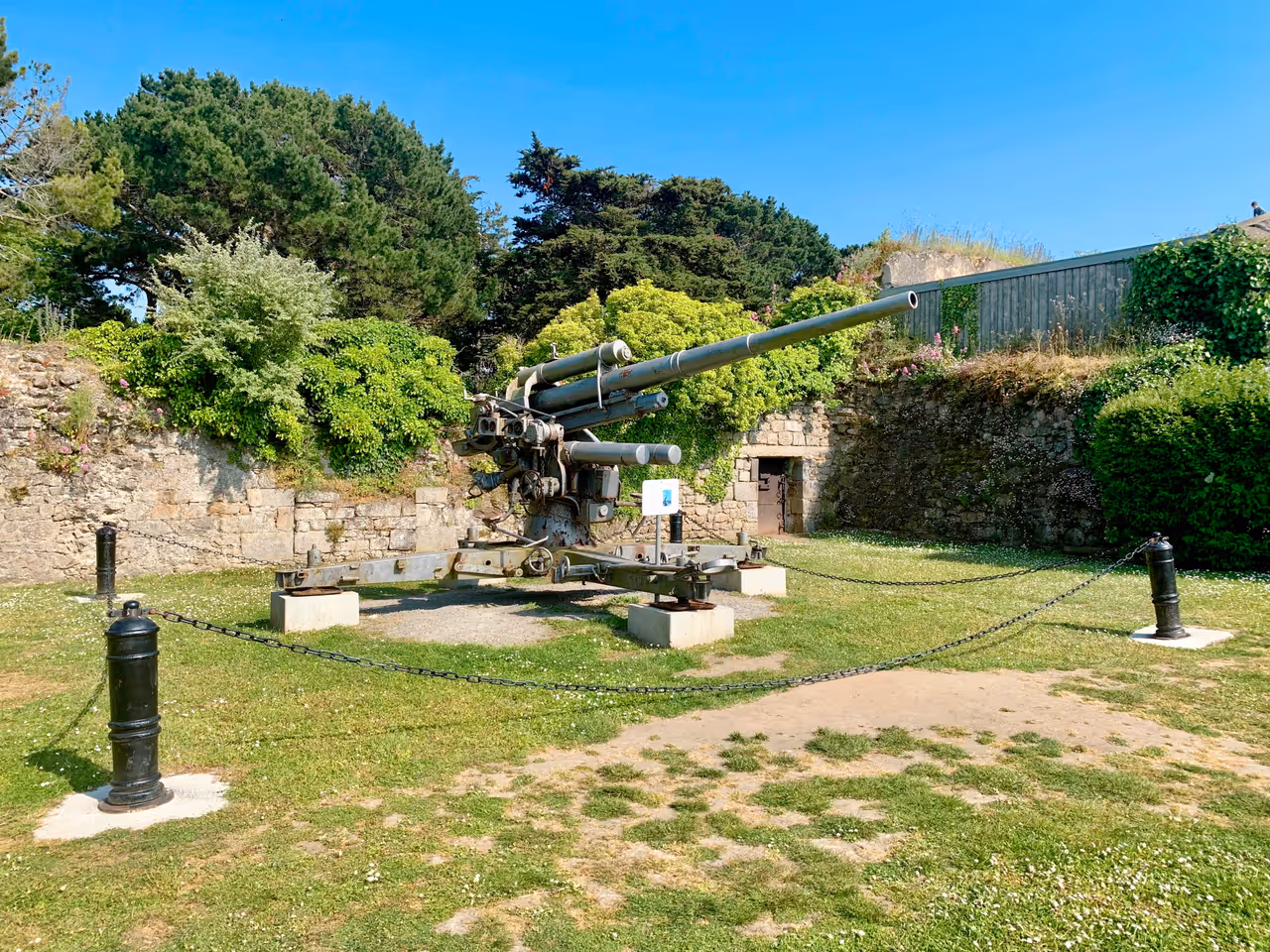 German 88mm anti-aircraft gun on display at the World War II Memorial in the historic Cité d'Aleth fortress