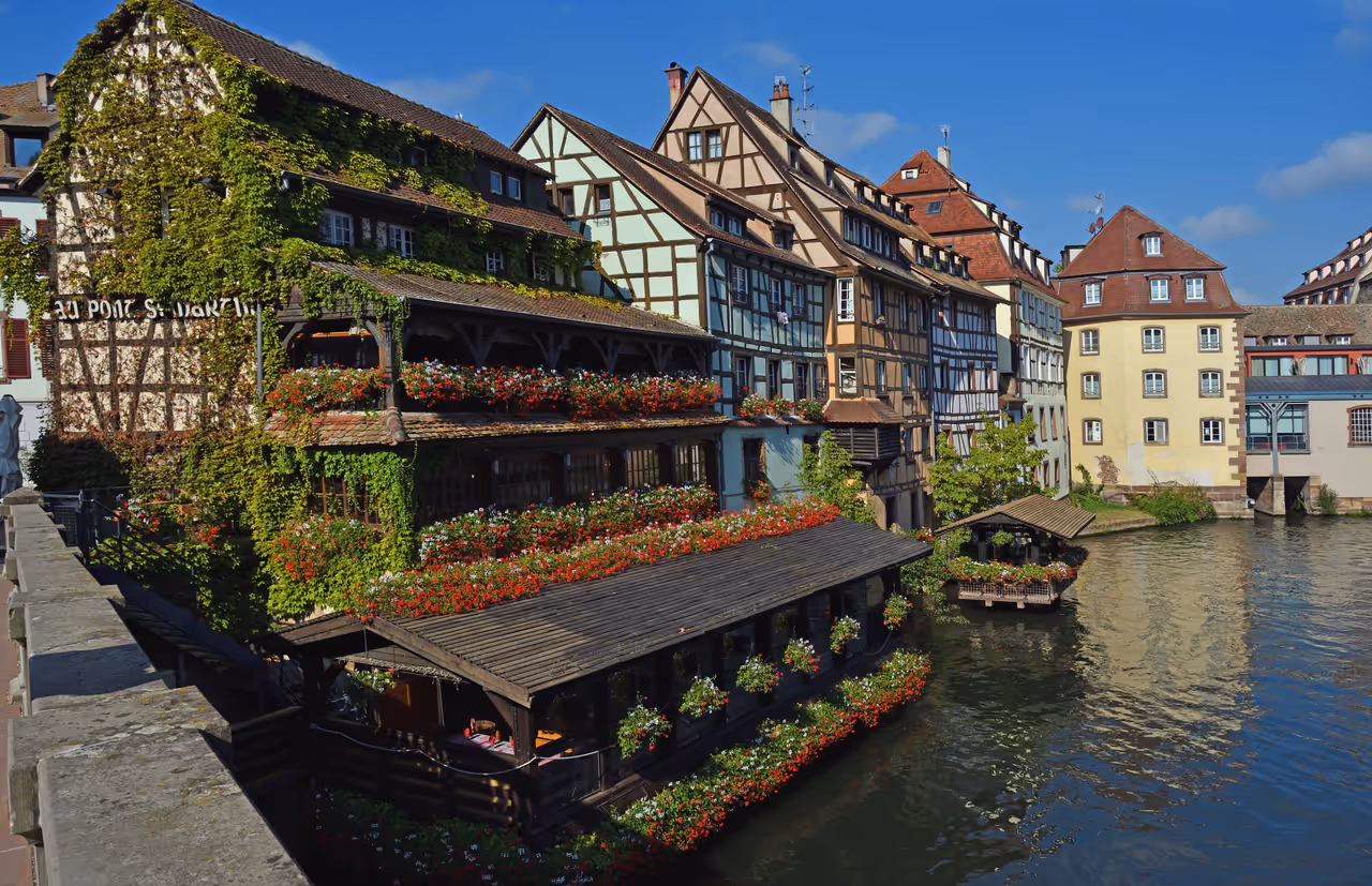 Petite France river restaurant in Strasbourg