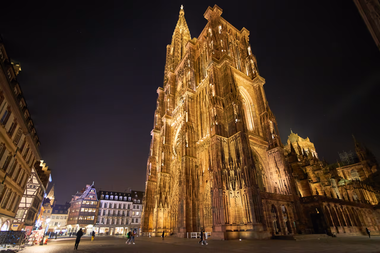 Cathedral at night, Strasbourg