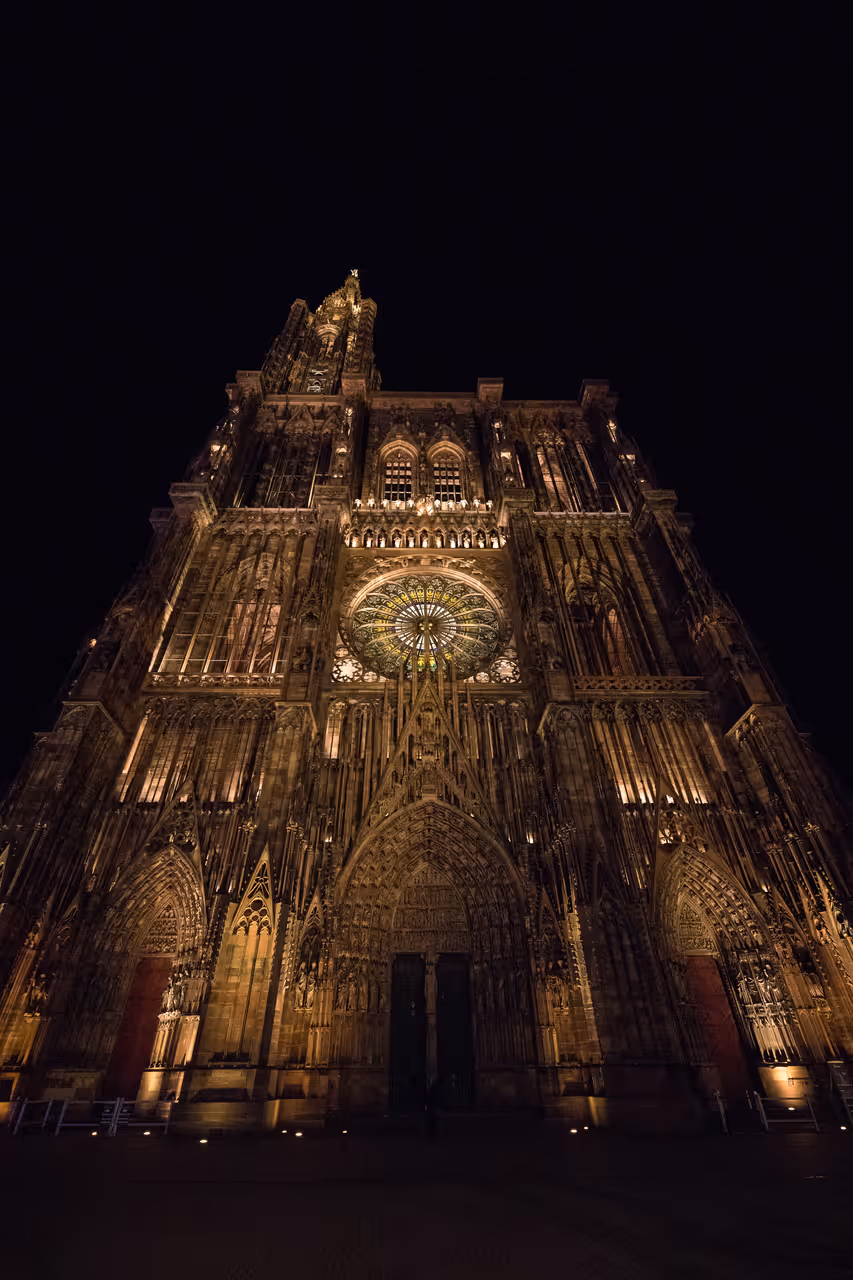 Strasbourg cathedral at night