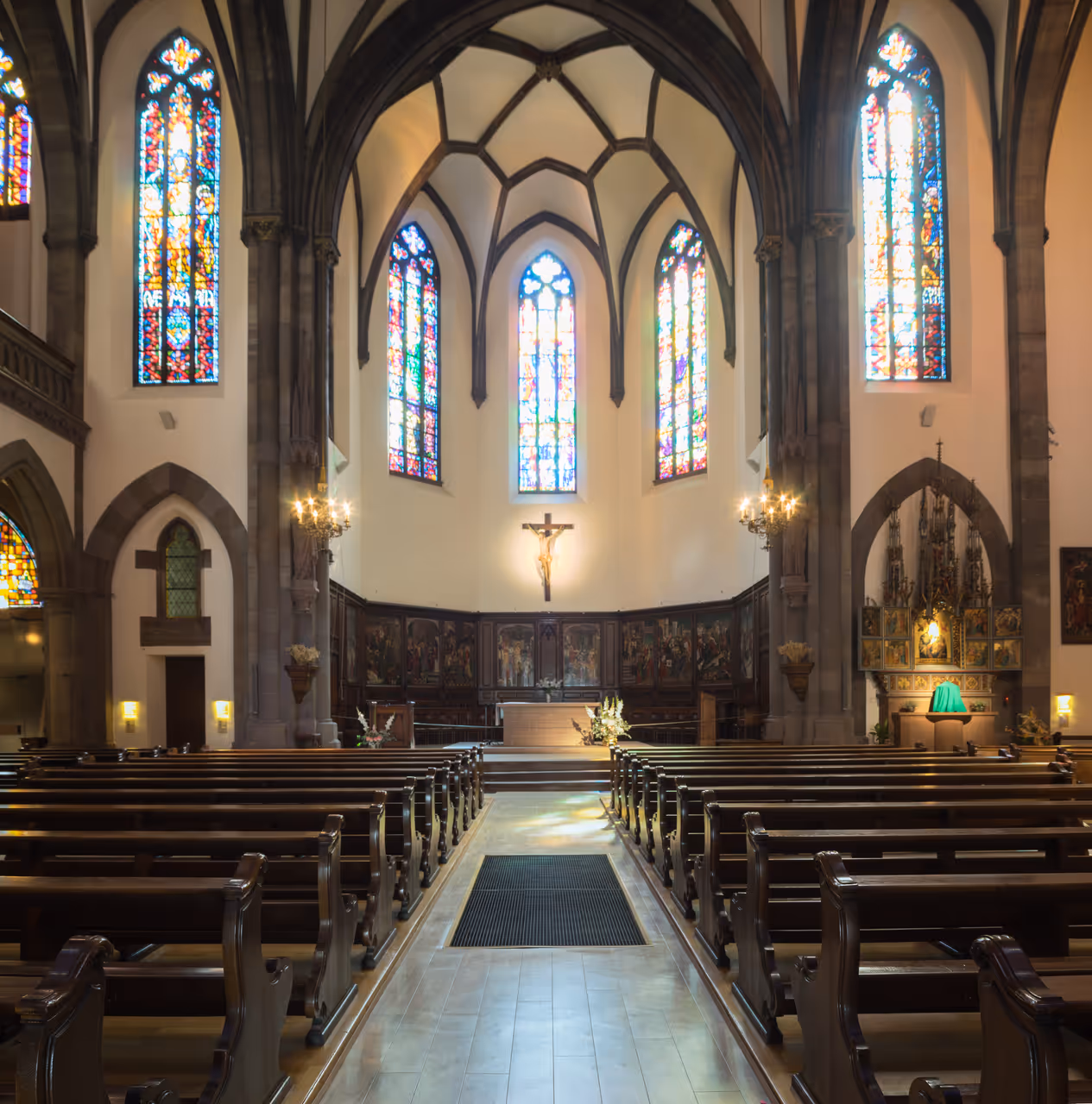 Inside Old st peter's church in Strasbourg