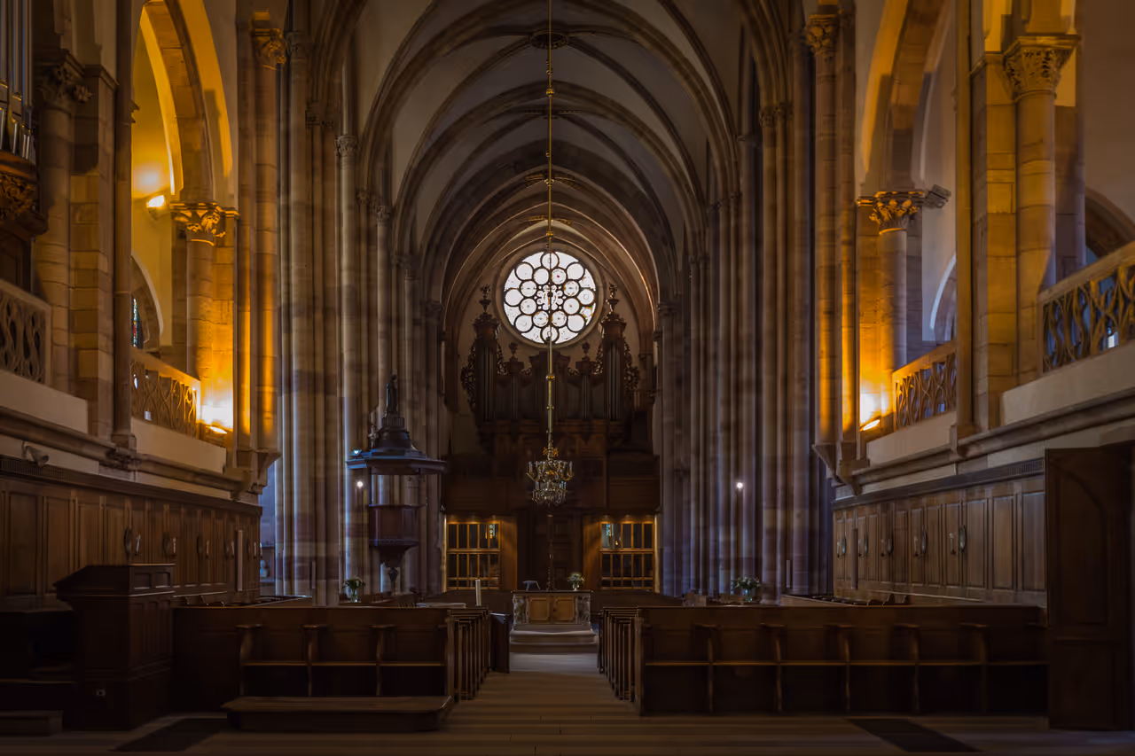 Inside St Thomas church in Strasbourg