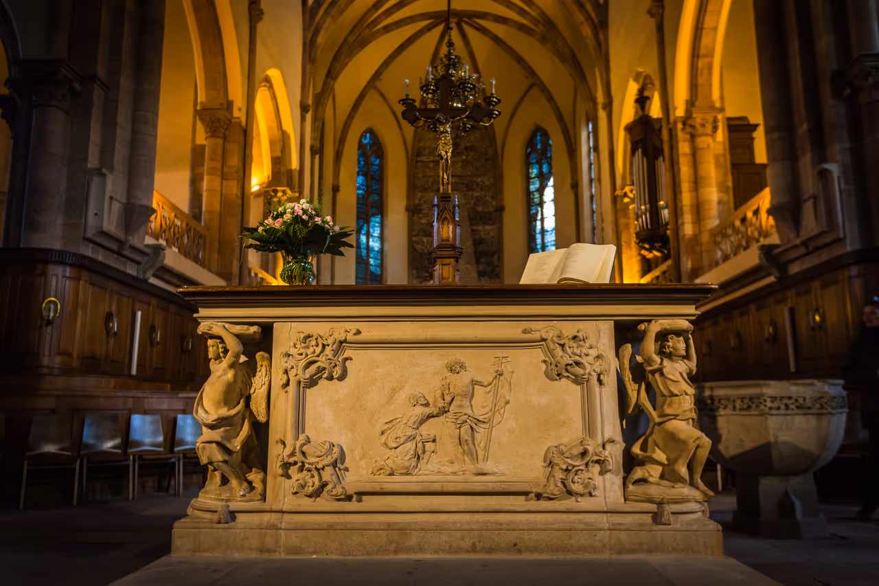 Inside the St Thomas church in Strasbourg