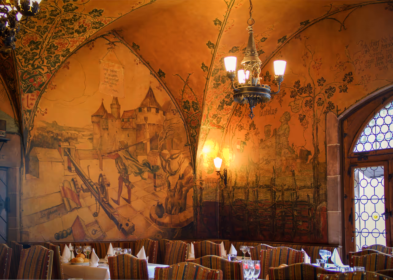 Wall art inside the Kammerzell house in Strasbourg