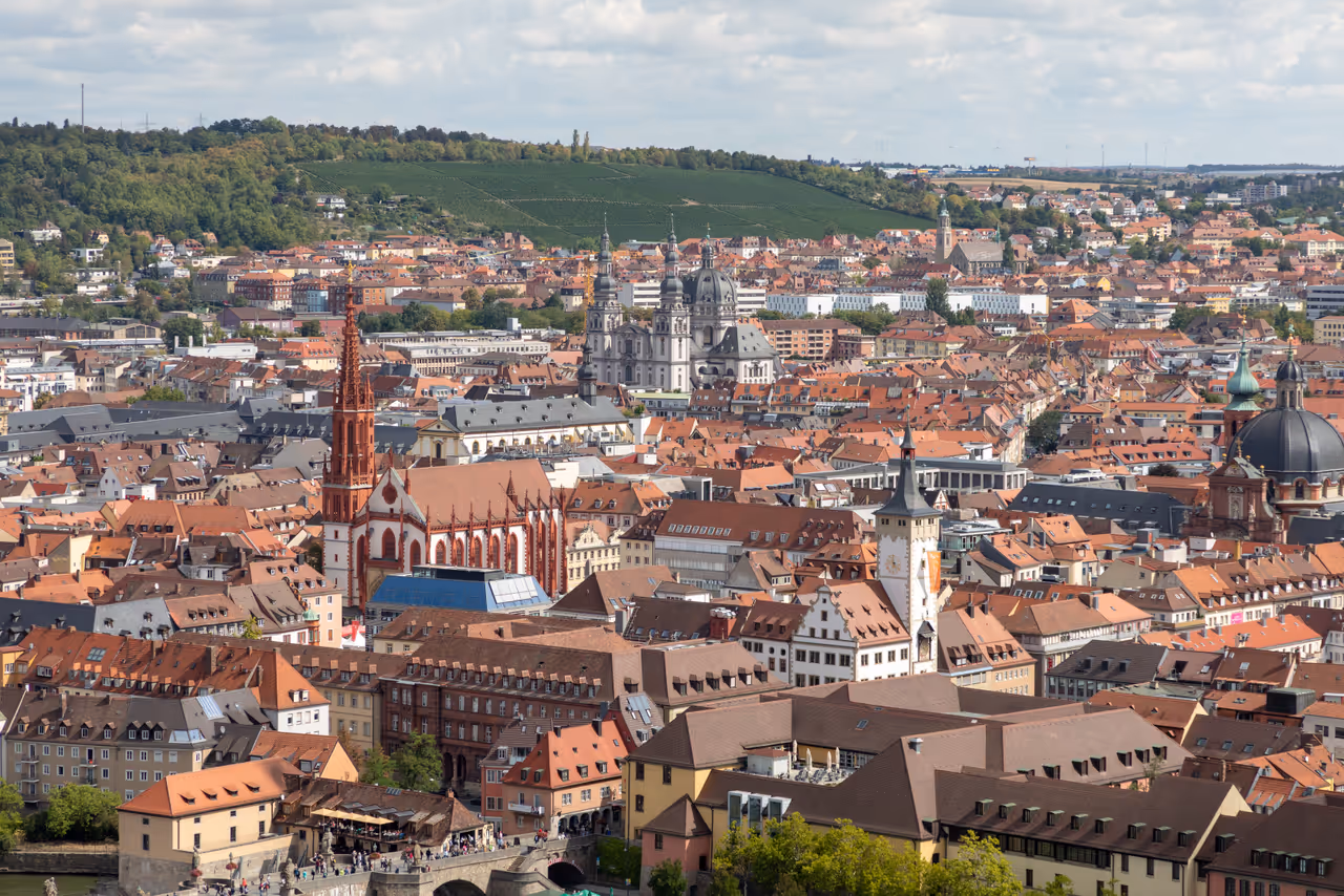 View of Marienkapelle in Würzburg from bird's eye view