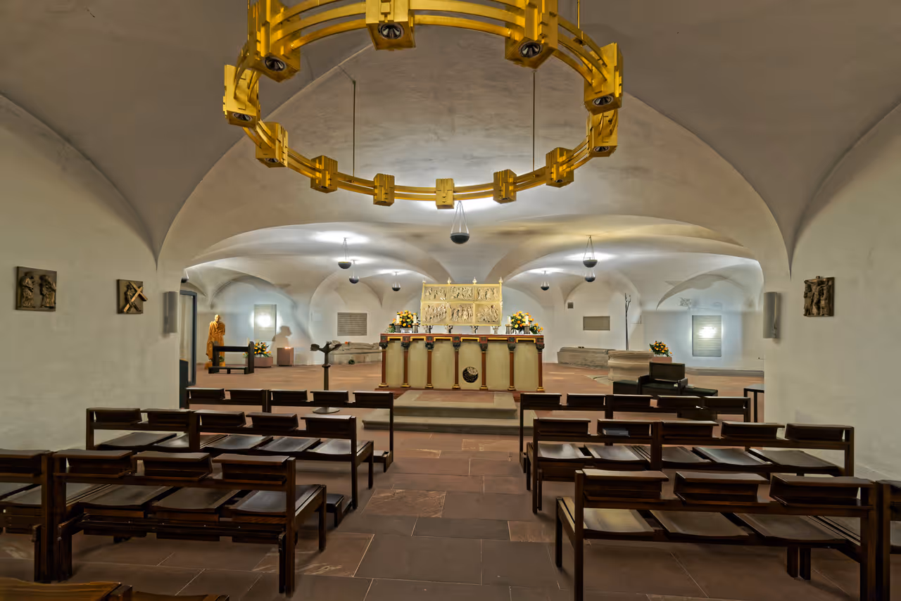 Inside the Neumünster collegiate church in Würzburg