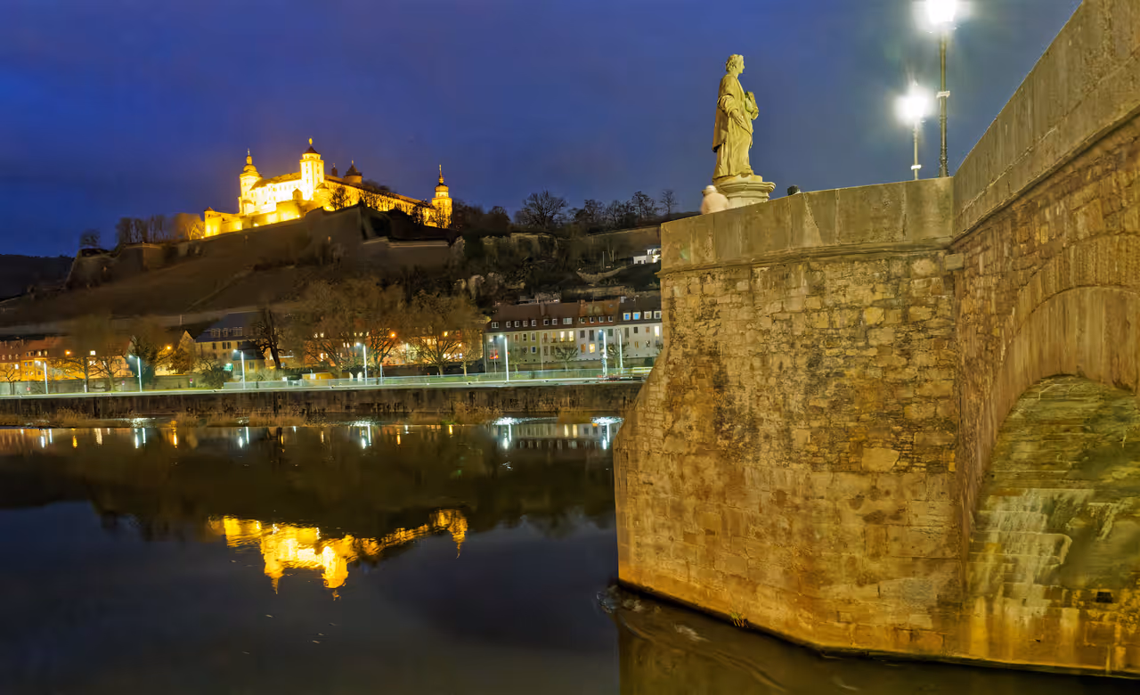 Old main bridge in Würzburg during Christmas