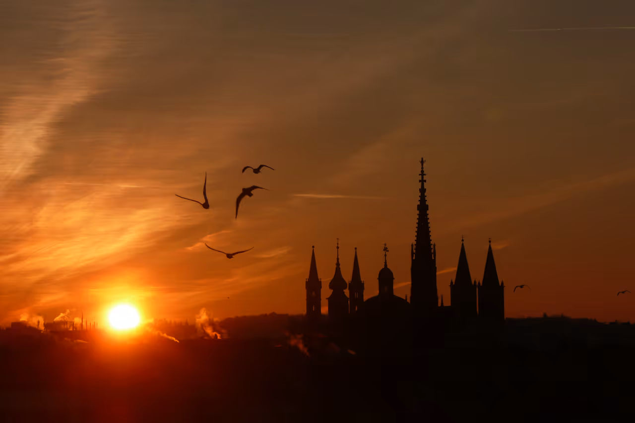 Würzburg sunset with a castle in the background