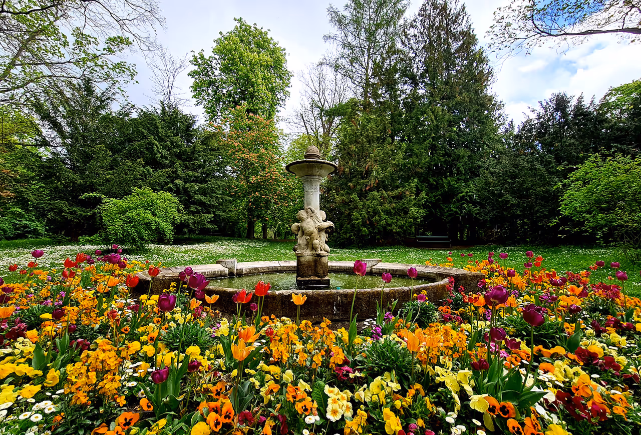 Fountain in the Ringpark in Würzburg