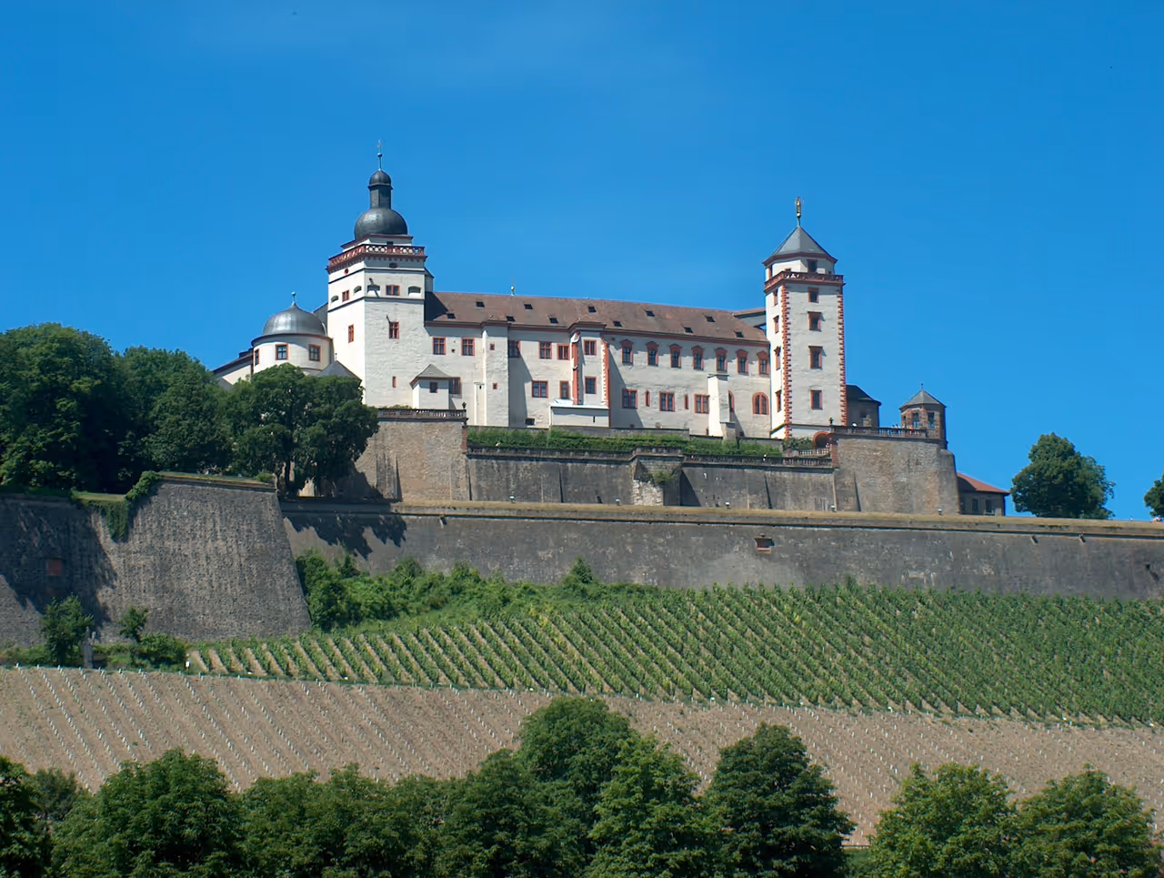 Fortress from the river promenade in Würzburg