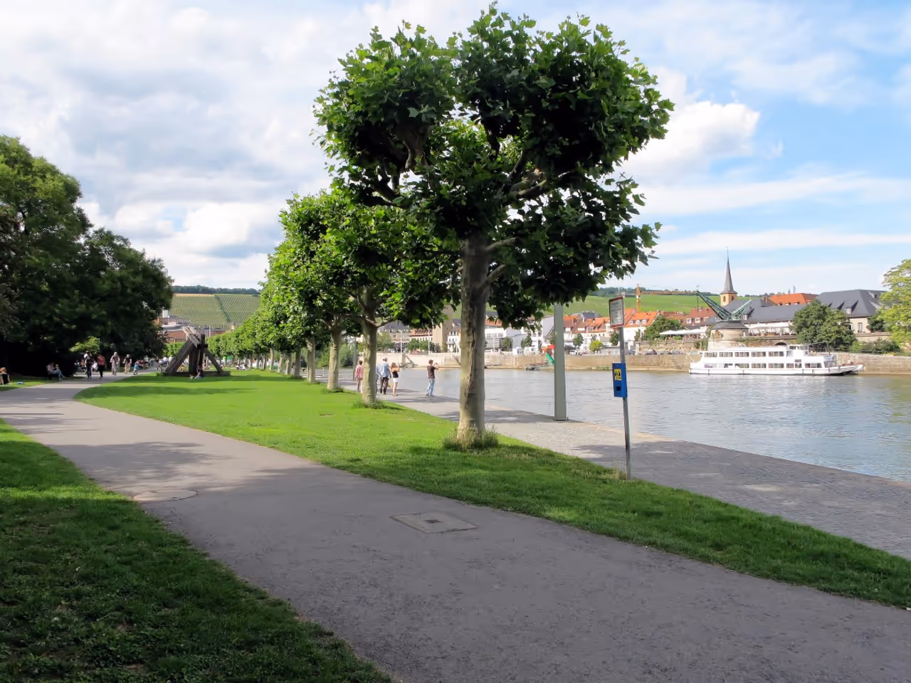 Old town river promenade stroll in Würzburg