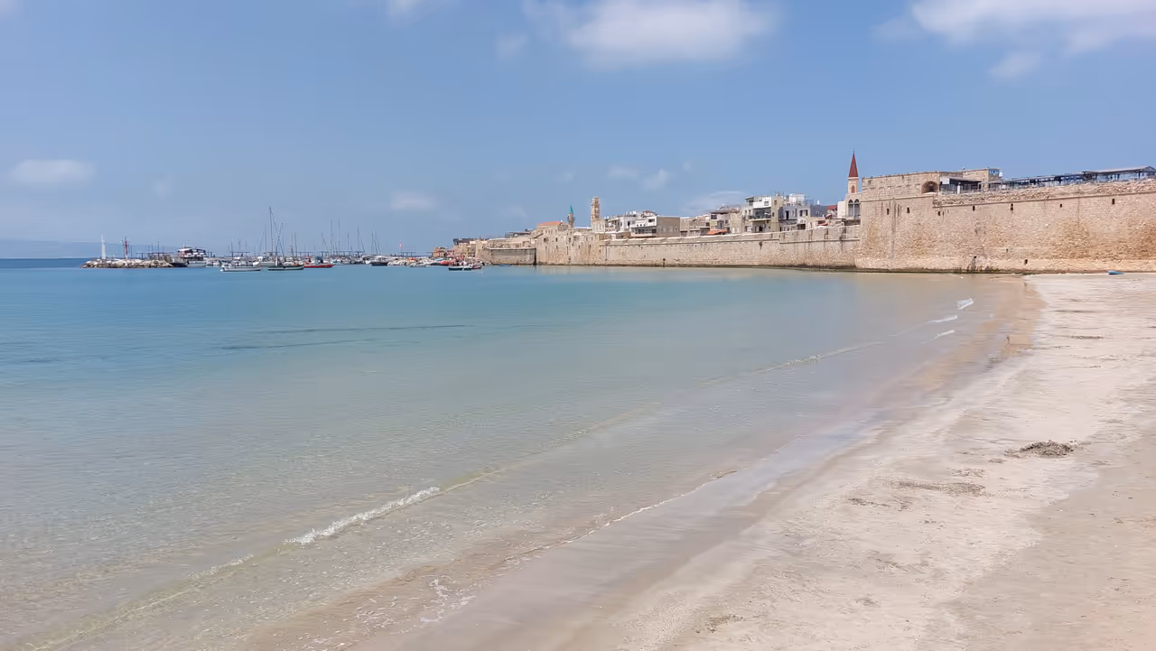 Name: Old Acre, port, horse beachDescription: Acre (Arabic: عكا - "Akka") is a mixed city in the Northern District of Israel, bordering to the south on the northern shores of the Gulf of Acre and to the west on the Mediterranean Sea.