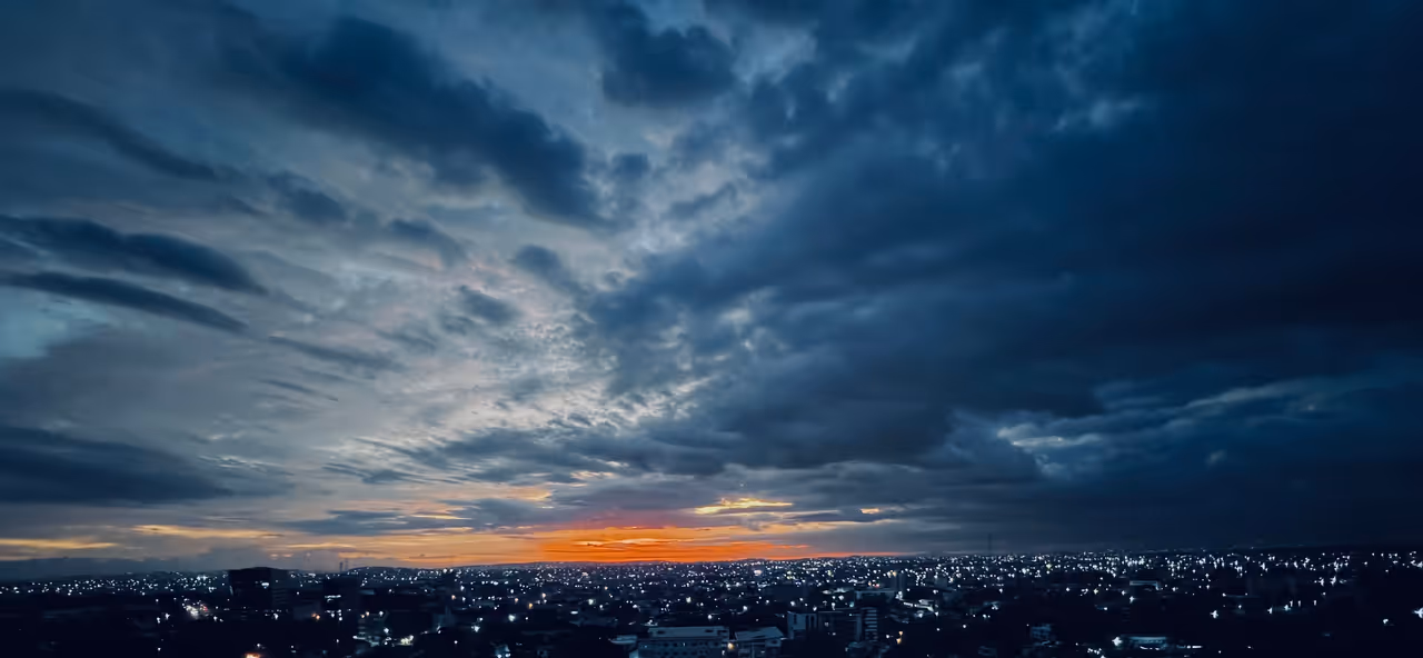 View of the city from the 10th floor of one of the tall buildings within the Ridge enclave in Accra, Ghana.