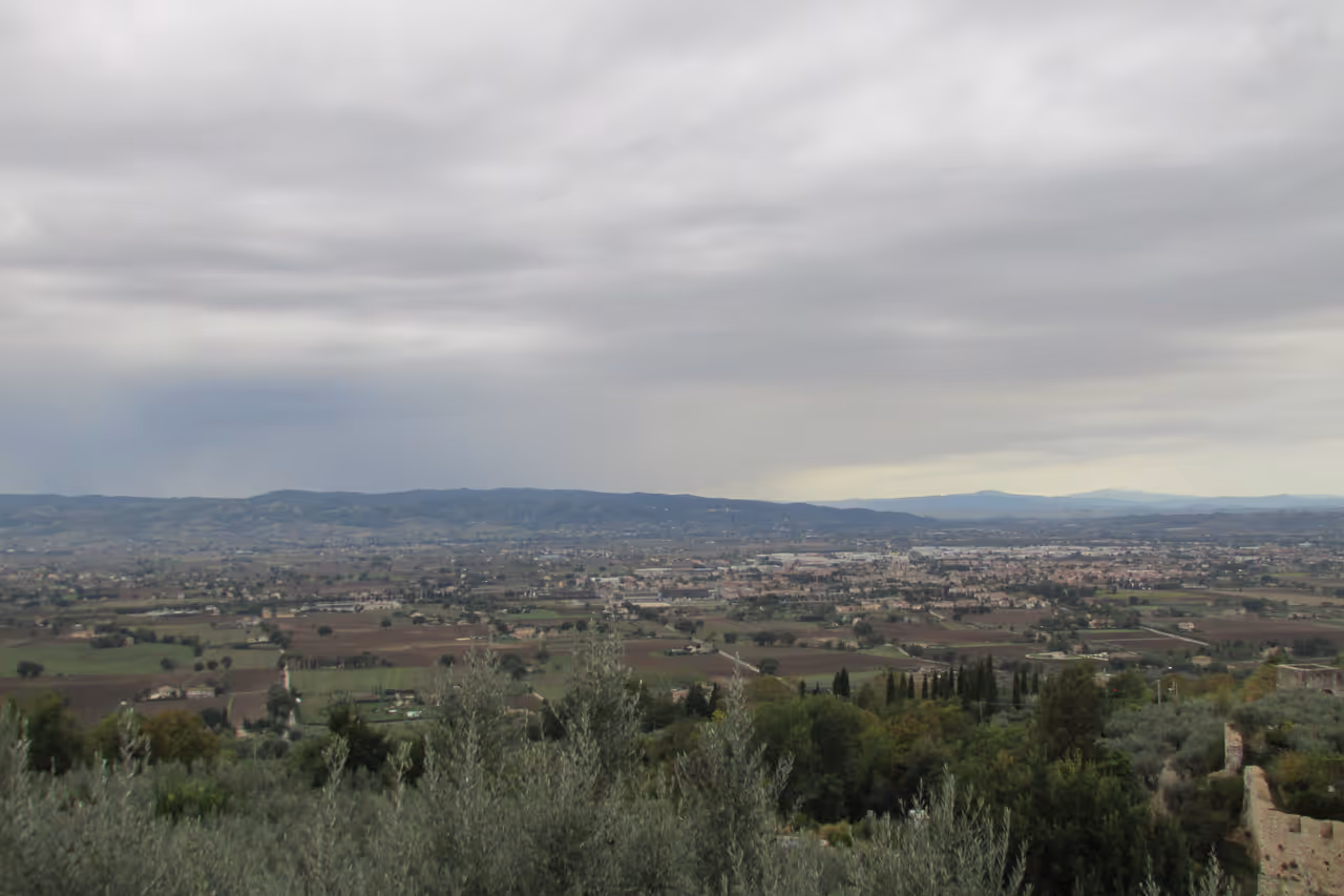 Piazza santa chiara overlook in Assisi