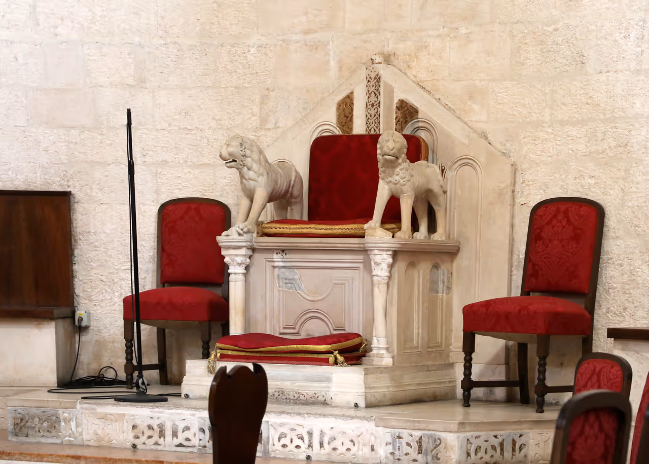 Cathedral in Bari, showing red chair