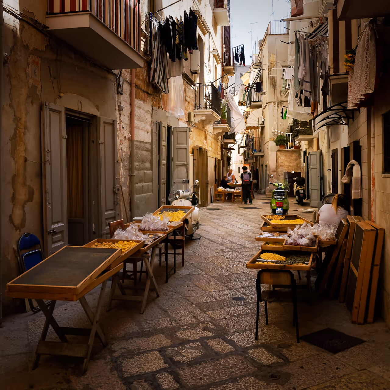 Pasta shops at Strada Arco Basso, Bari