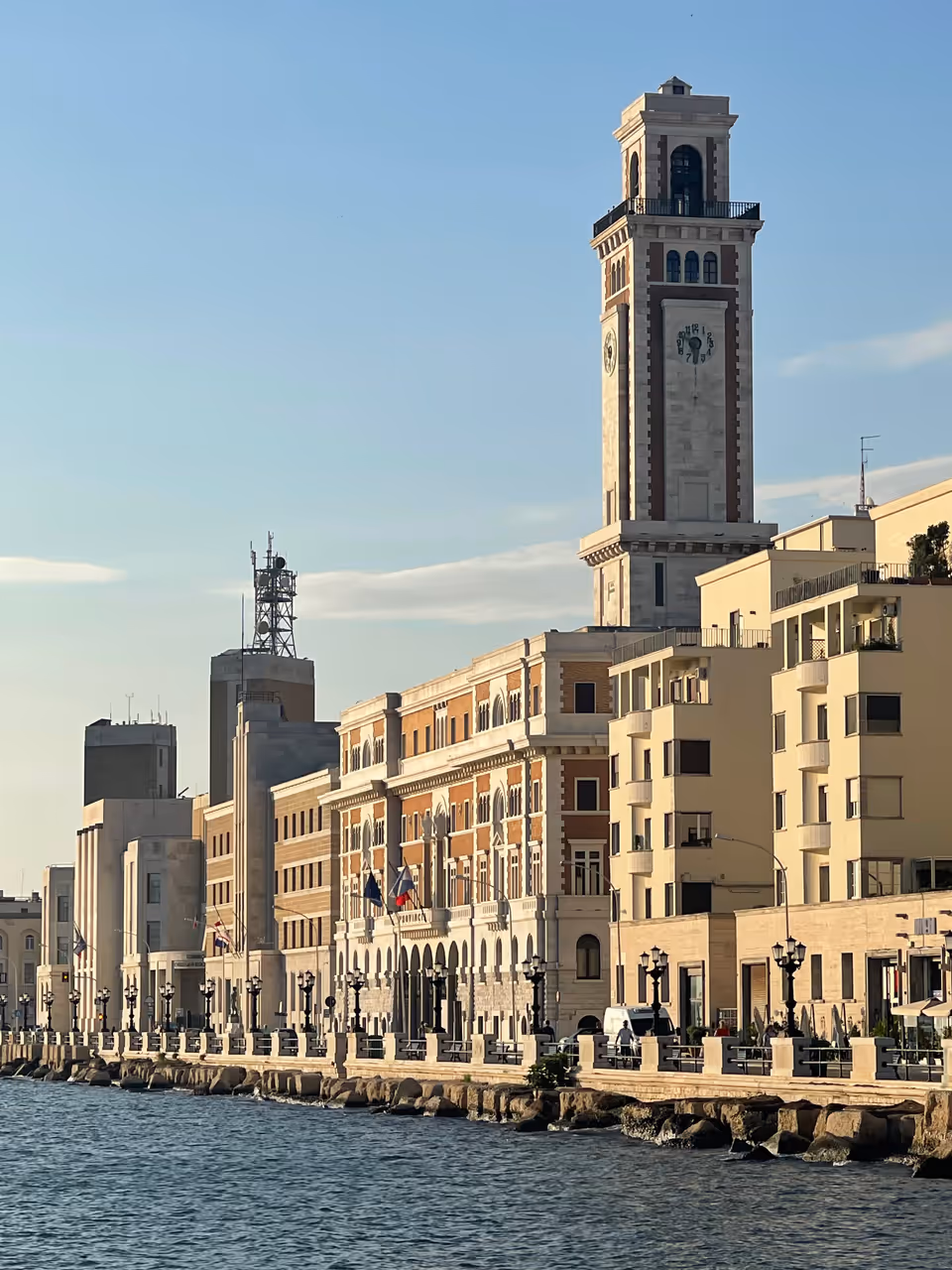 Monumental waterfront walk stroll in Bari