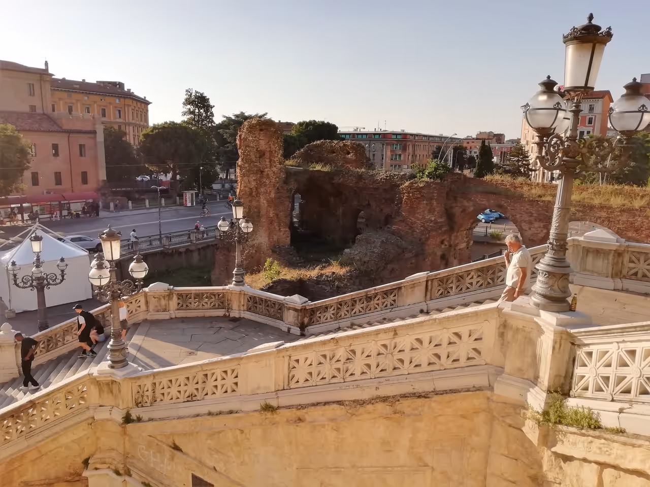 Pincio steps and ruins of Galliera Castle in bologna