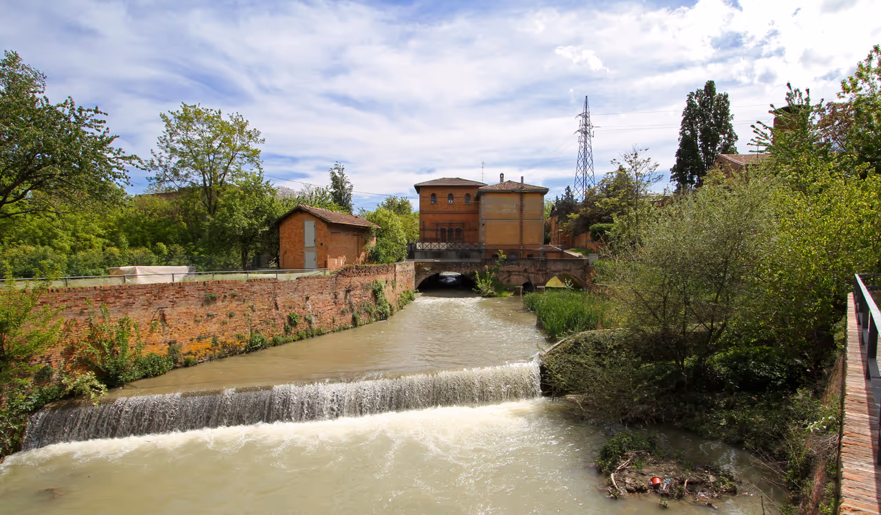 The navile canal path cycling in Bologna
