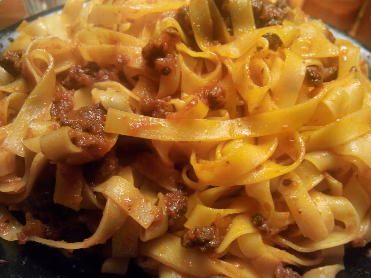 Tagliatelle with meat sauce food in Bologna