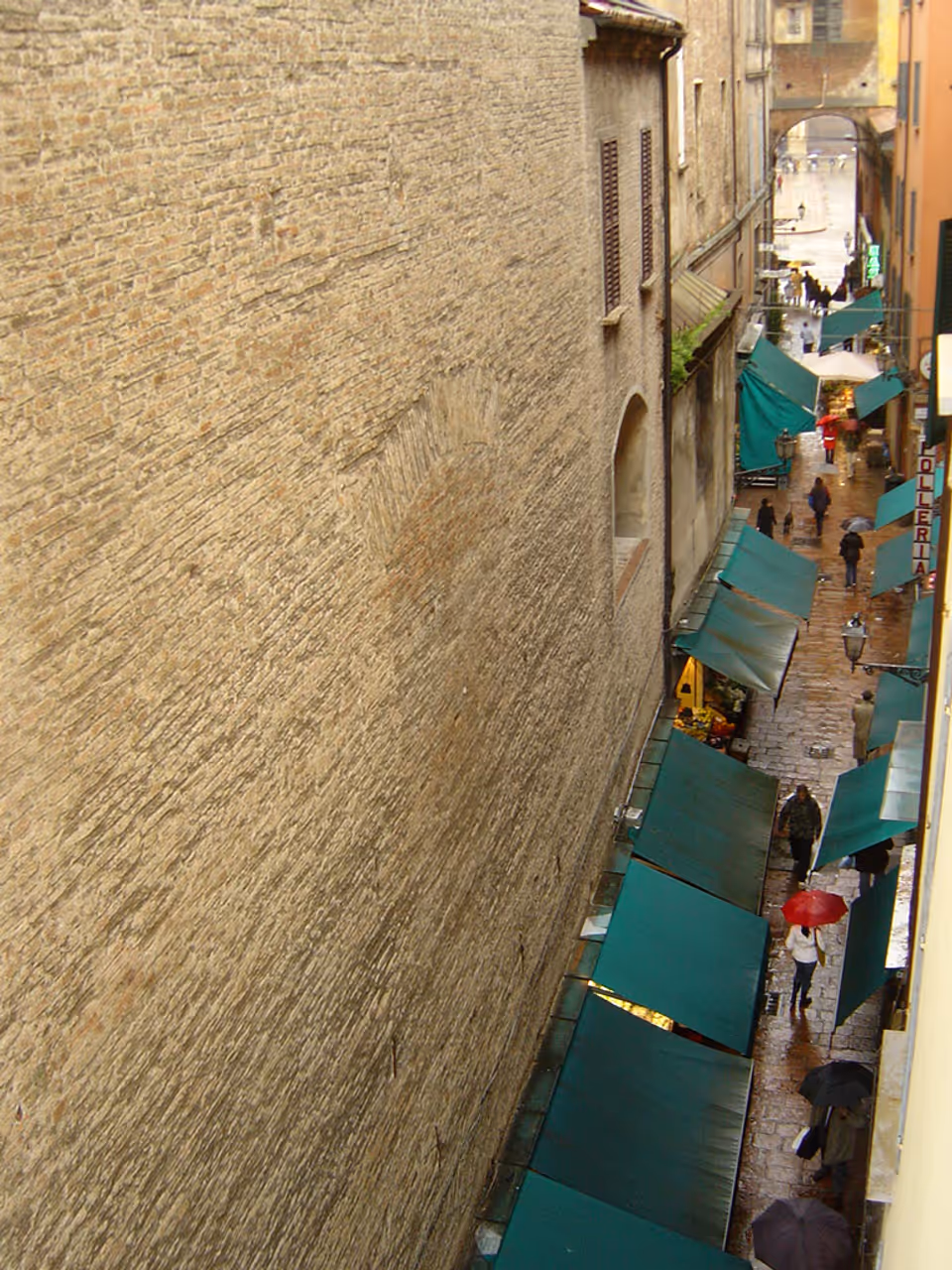 Old fish market street in Bologna