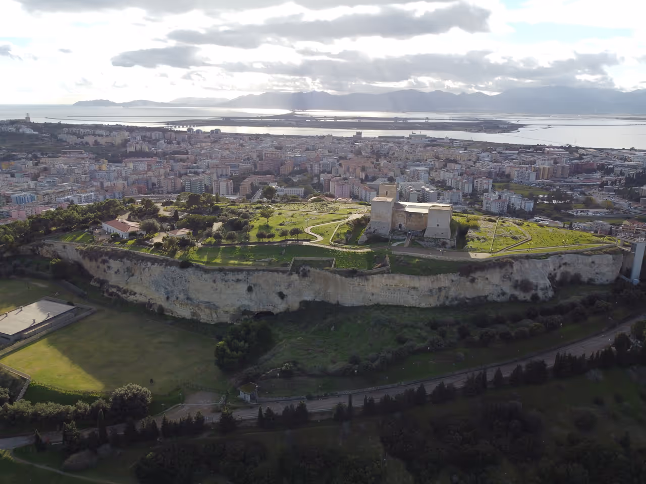 San Michele Castle, aerial view of the hill, Cagliari
