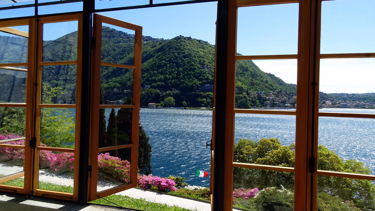 View of Como Lake from out of a window