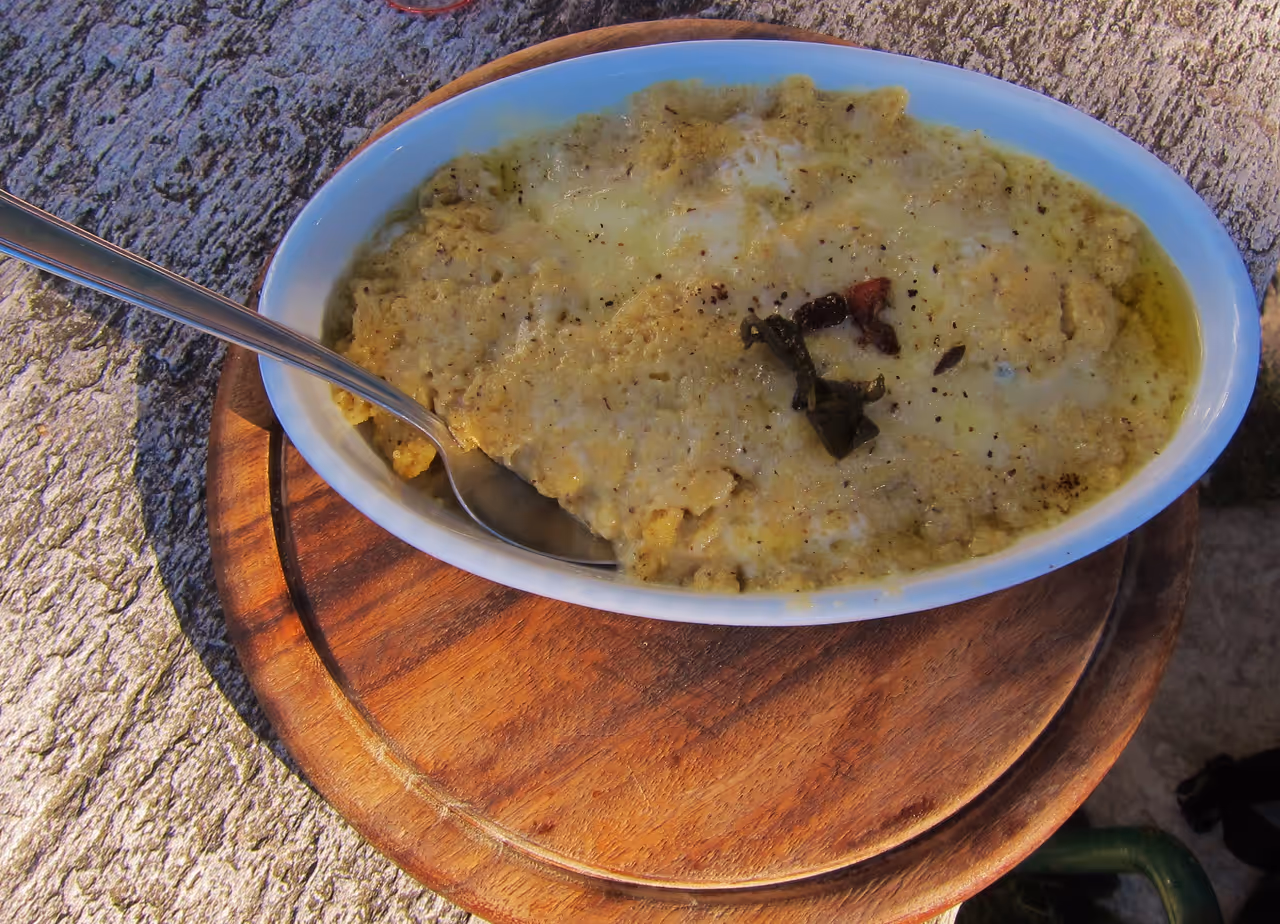 Rich polenta food in Como