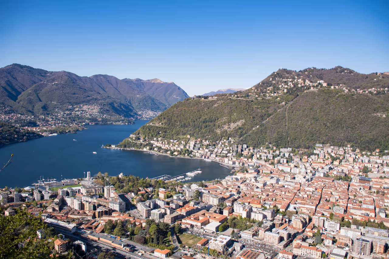 View from Spina verde regional park in Como