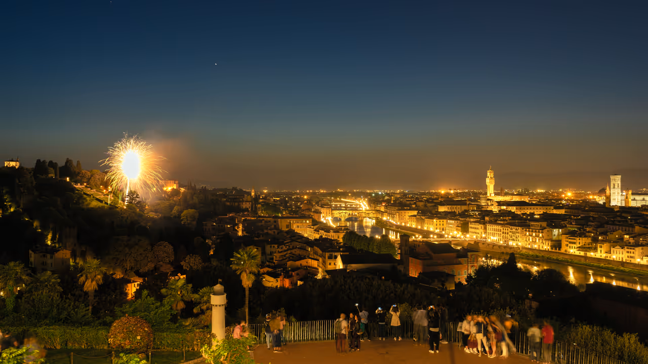 Florence at night, fireworks at night