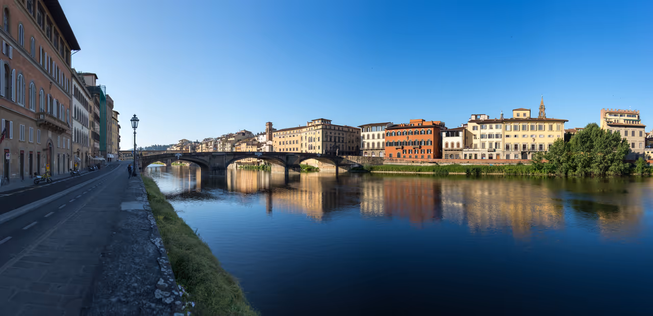 Arno river greenway cycling in Florence