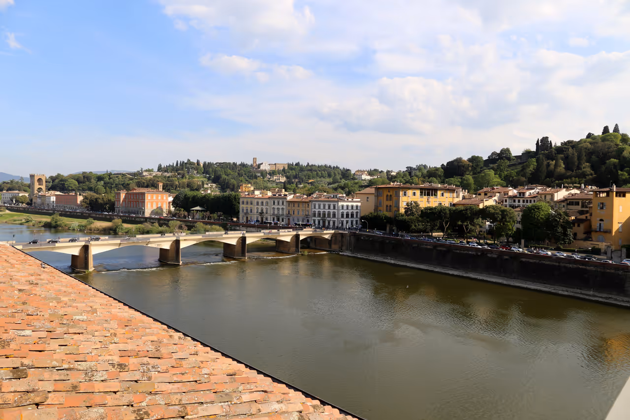 Arno river greenway cycling in Florence