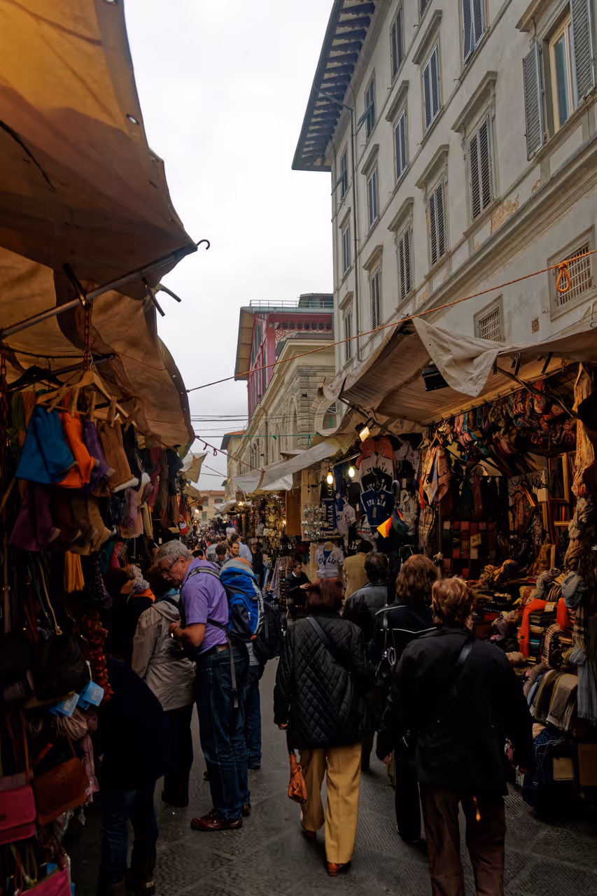 San lorenzo market streets in Florence