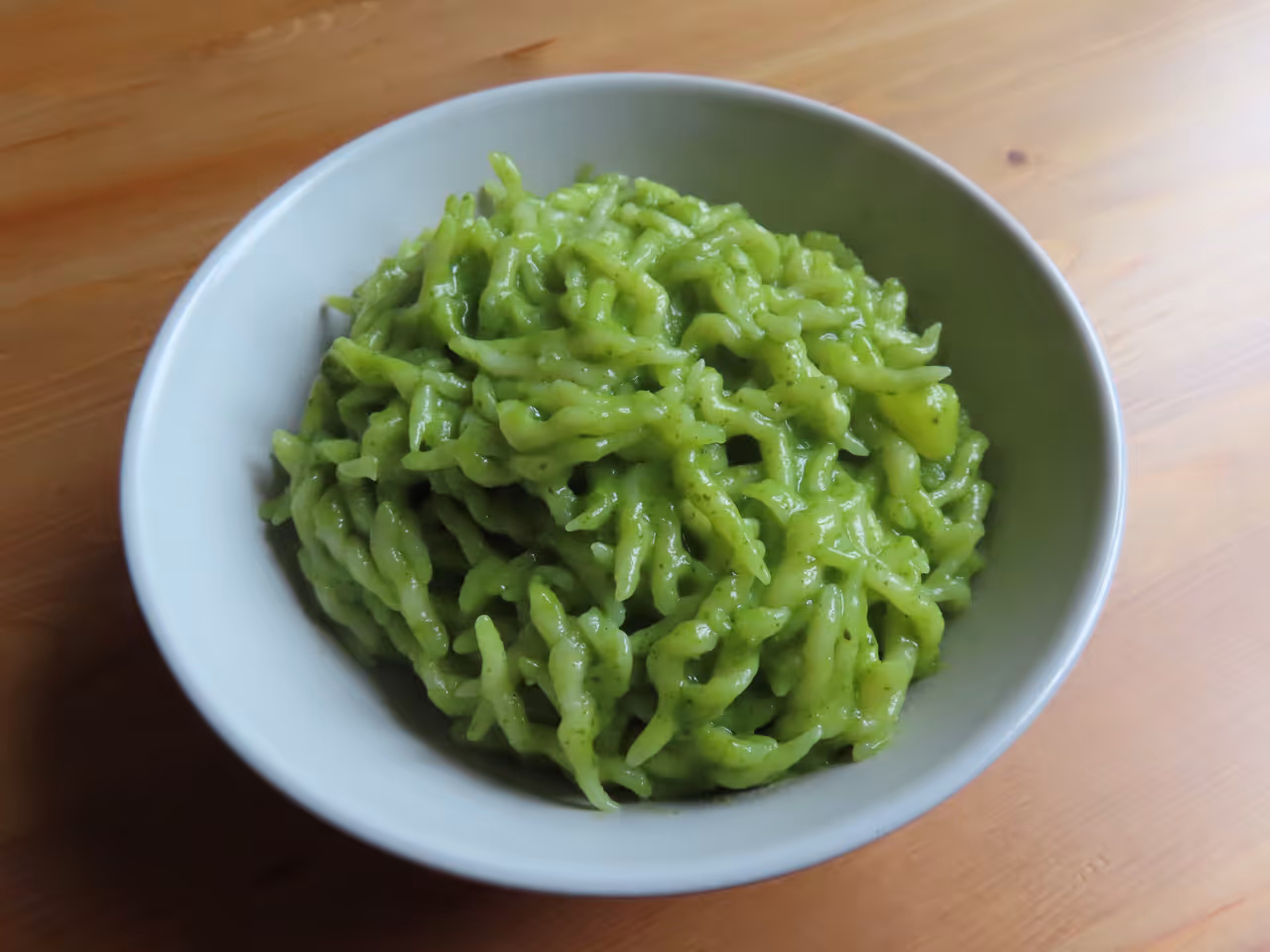 Trofie pasta with pesto food in Genoa