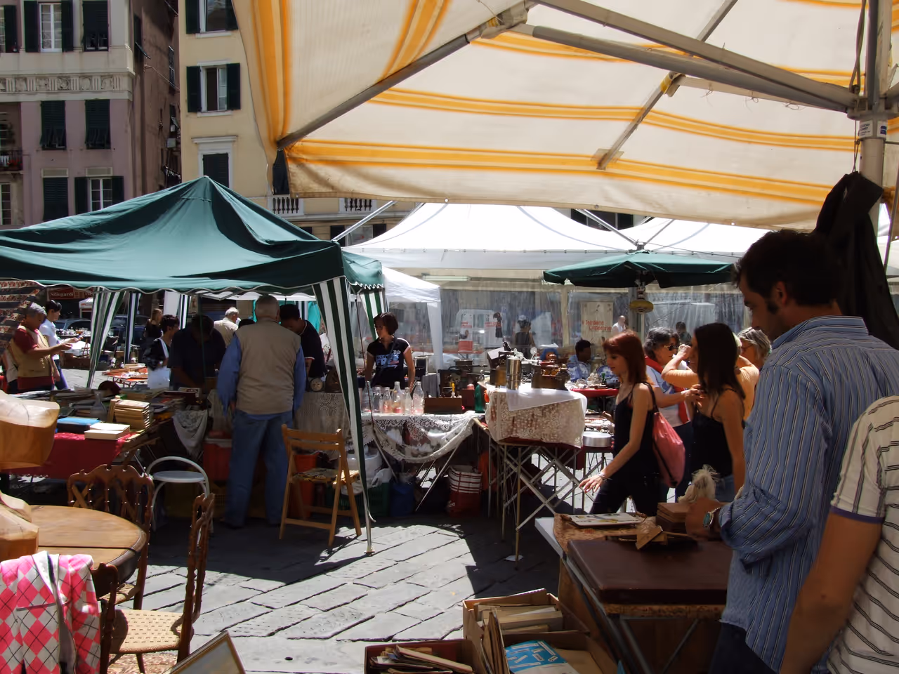 Piazza matteotti antique market market in Genoa