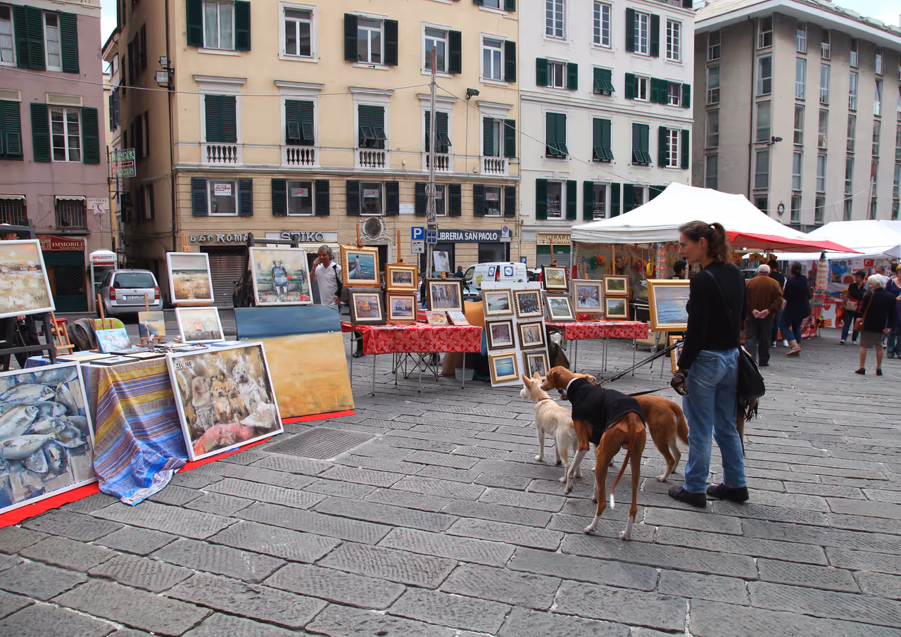 Piazza matteotti antique market market in Genoa