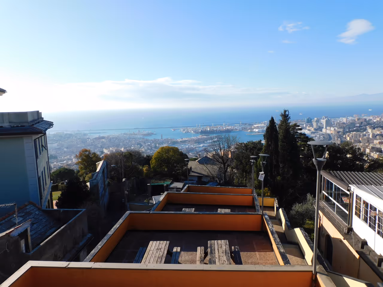 View from the Righi funicular top station in Genoa