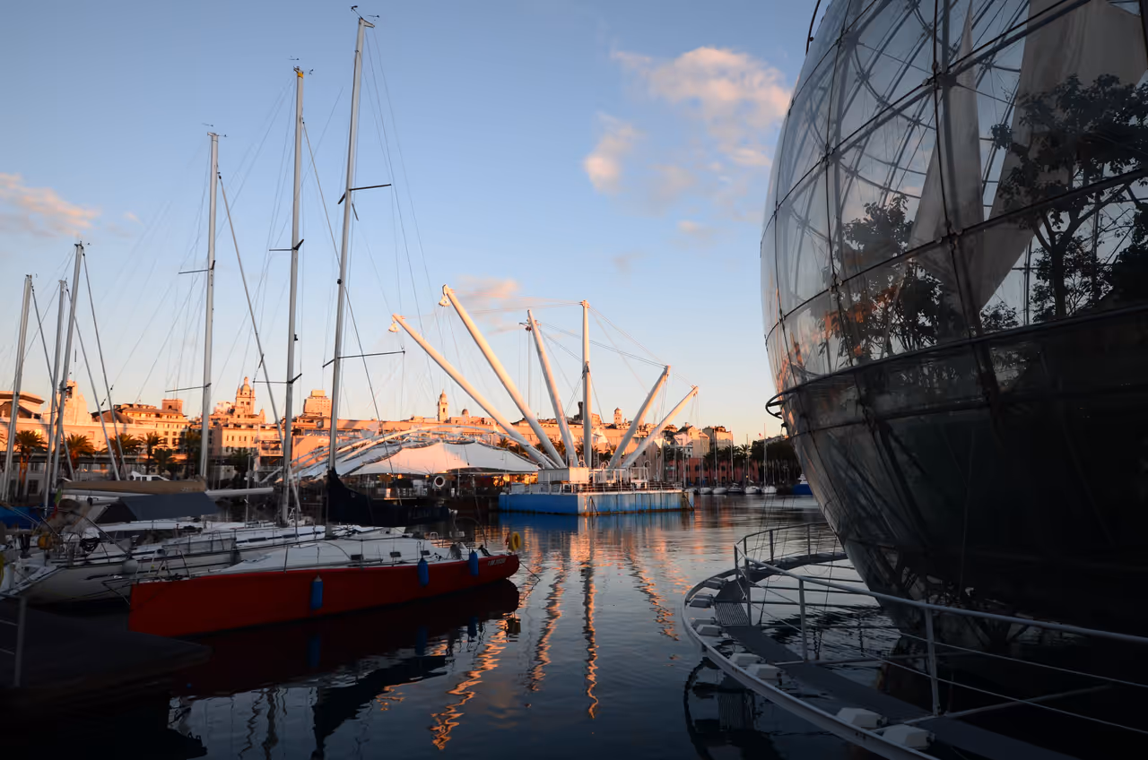Old port promenade stroll in Genoa
