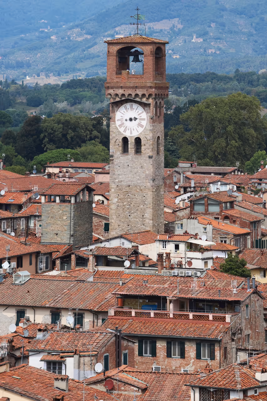 The clock tower in Lucca