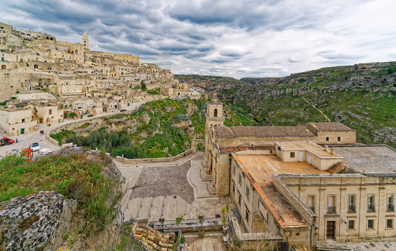Ancient cave dwellings of in Matera