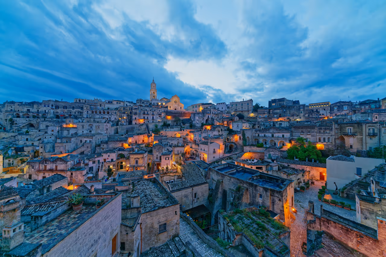 Ancient cave dwellings of in Matera
