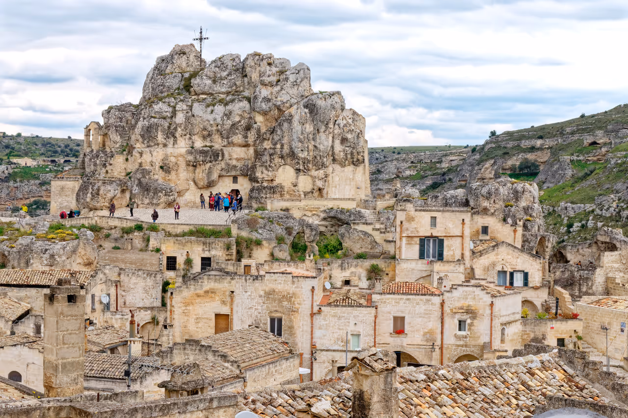 Ancient cave dwellings of in Matera