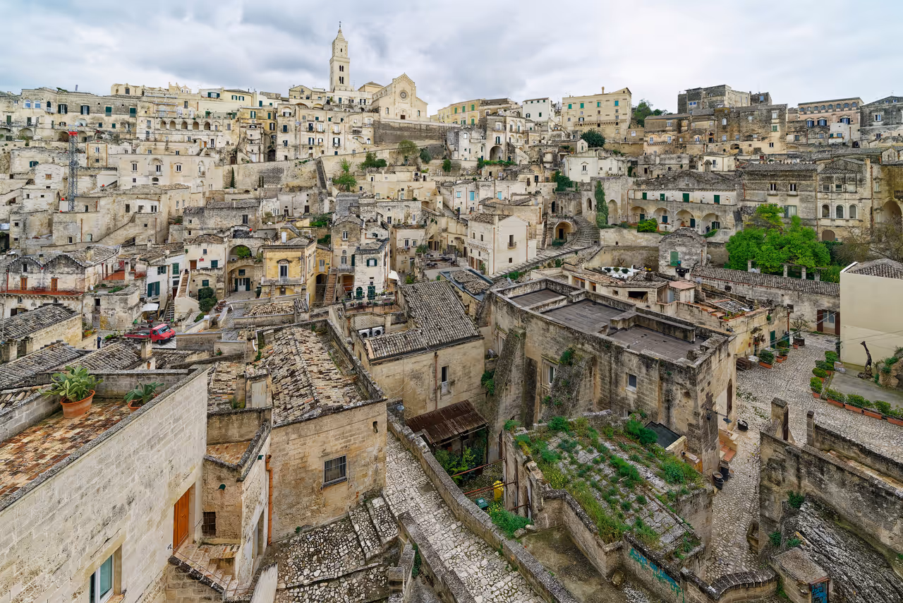 Ancient cave dwellings of in Matera