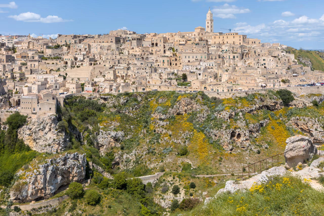 View from Murgia timone belvedere in Matera