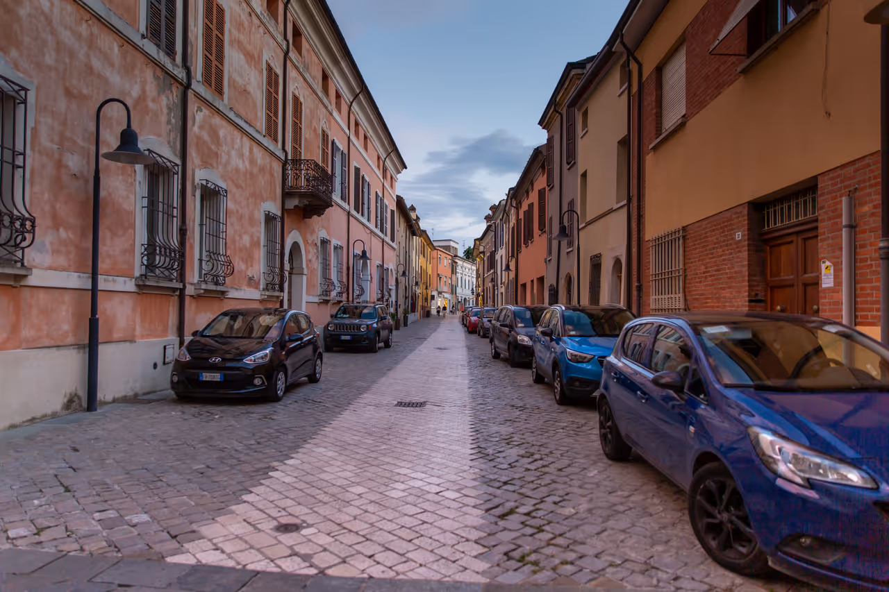 Manfredo Fanti Street as seen from San Vitale street