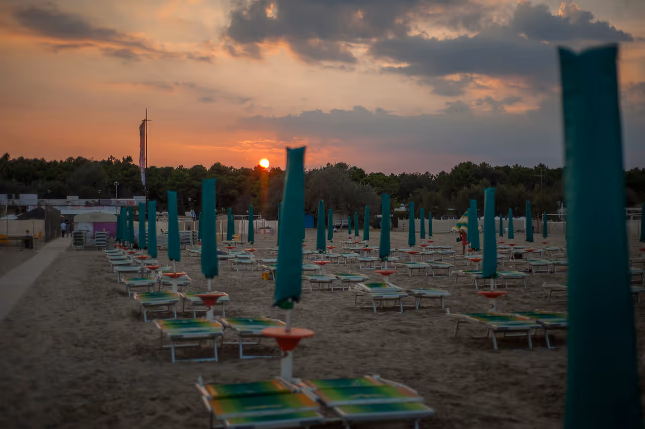 Sunset on the beach in Marina di Ravenna